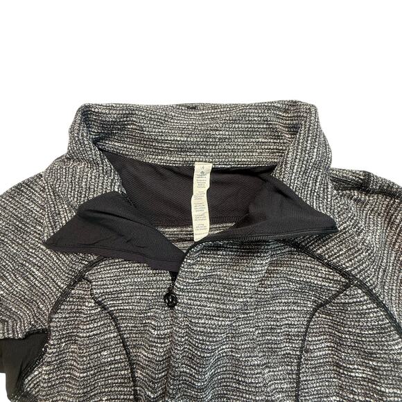 Lululemon Base Runner Half-Zip Sweater Gray & Black Herringbone Size 4 - Picture 4 of 16